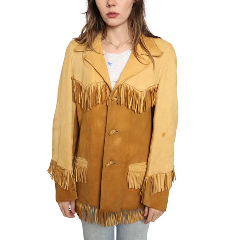 Western Cowhide Suede Leather Jacket