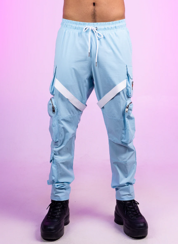 Light Blue Strap Cargo Pants - SMJ