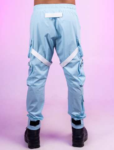 Light Blue Strap Cargo Pants - SMJ