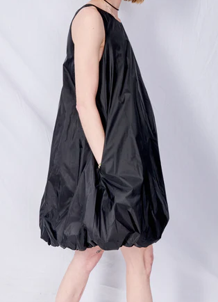 Black Nylon Volume Mini Dress - jnjjackets