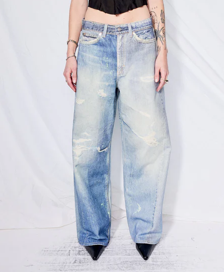 Digital Denim Print Full Cut Pants