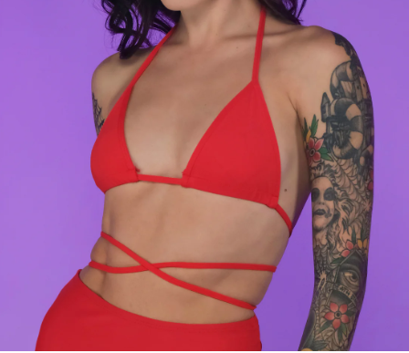 Red Rave Bikini Wrap Crop Top