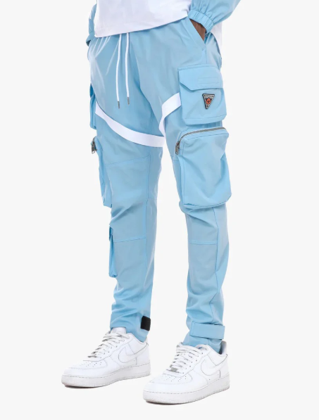 Light Blue Strap Cargo Pants - SMJ