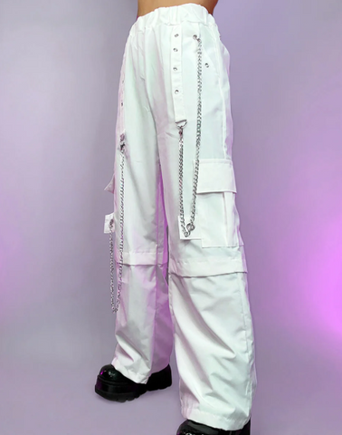 90's Baby White Oversize Cargo Pants - jnjjackets