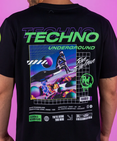 Techno Underground Retro Vibes T-Shirt - jnjjackets