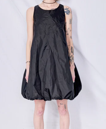 Black Nylon Volume Mini Dress - jnjjackets