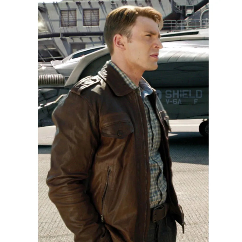 Chris Evans Captain America Avengers Brown Jacket - SM Jacket