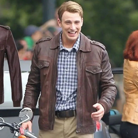 Chris Evans Captain America Avengers Brown Jacket - SM Jacket