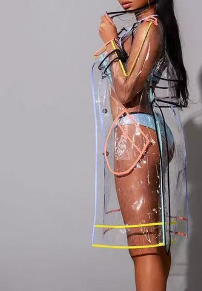 Clear Vinyl Trench Rain Jacket