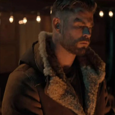 Chris Hemsworth Extraction 2 Shearling Suede Jacket - SM Jacket